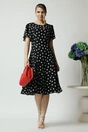 Rochie vaporoasa din voal neagra cu buline si maneci scurte fluture