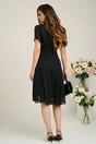 Rochie vaporoasa din voal neagra cu fir lurex si maneci scurte fluture