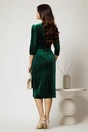 Rochie verde din catifea cu aplicatii florale si nasturi pe talie, 2, dyfashion.ro