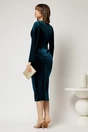 Rochie verde din catifea cu decolteu petrecut, 2, dyfashion.ro