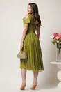 Rochie verde din matase naturala cu maneci scurte- Leonard Collection, 2, dyfashion.ro