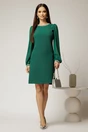 Rochie DY Fashion verde eleganta cu maneci din voal si aplicatii la decolteu, 3, dyfashion.ro