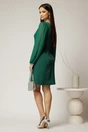 Rochie DY Fashion verde eleganta cu maneci din voal si aplicatii la decolteu, 2, dyfashion.ro
