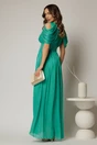 Rochie de seara verde turcoaz cu maneci vaporoase din voal peliculizat, 2, dyfashion.ro