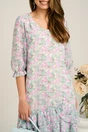 Rochie verde mint din voal cu croi drept si flori lila- Viada, 3, dyfashion.ro
