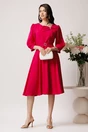 Rochie Viada din voal fucsia cu funda la bust si cordon in talie, 3, dyfashion.ro