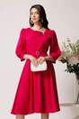 Rochie Viada din voal fucsia cu funda la bust si cordon in talie, 1, dyfashion.ro