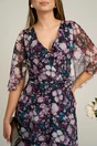 Rochie Viada din voal neagra cu flori fucsia