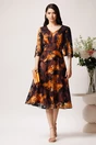 Rochie Viada din voal negru cu dublura maro si imprimeuri, 3, dyfashion.ro