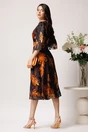 Rochie Viada din voal negru cu dublura maro si imprimeuri, 2, dyfashion.ro
