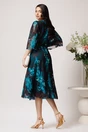 Rochie Viada din voal negru cu dublura turcoaz si imprimeuri, 2, dyfashion.ro