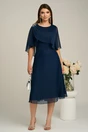 Rochie Viada eleganta din voal bleumarin cu capa la bust