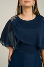 Rochie Viada eleganta din voal bleumarin cu capa la bust