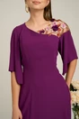 Rochie Viada eleganta din voal magenta cu broderie la bust