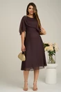 Rochie Viada eleganta din voal maro cu capa la bust