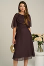 Rochie Viada eleganta din voal maro cu capa la bust
