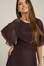 Rochie Viada eleganta din voal maro cu capa la bust