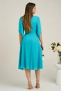 Rochie Viada eleganta din voal turcoaz cu broderie in talie