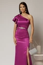 Rochie Zara lunga eleganta din tafta magenta cu un umar gol, 3, dyfashion.ro