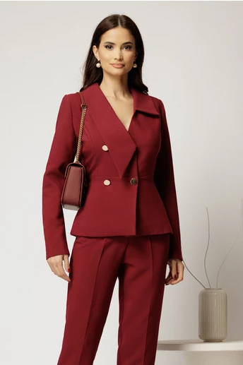 Sacou Beatriz bordo elegant cu rever si nasturi