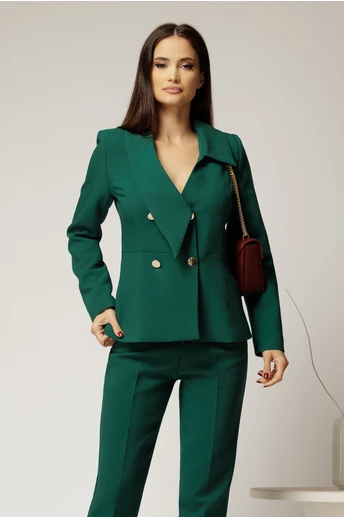 Sacou Beatriz verde elegant cu rever si nasturi