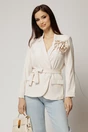 Sacou bej cu floare la bust si cordon in talie, 1, dyfashion.ro
