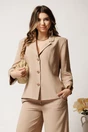 Sacou bej din viscoza cu croiala cambrata, 1, dyfashion.ro
