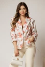 Sacou dama alb cu imprimeu floral oranj, 1, dyfashion.ro