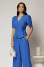 Sacou dama albastru cu fermoar si aplicatie forala, 1, dyfashion.ro