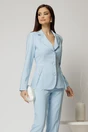 Sacou dama bleu cu aplicatii din dantela si croi cambrat, 1, dyfashion.ro
