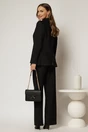 Sacou dama negru cambrat cu inchidere ampla aurie, 2, dyfashion.ro