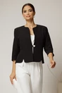 Sacou dama negru cambrat cu maneci trei sferturi si inchidere cu nasture, 1, dyfashion.ro