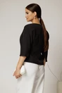 Sacou dama negru cambrat cu maneci trei sferturi si inchidere cu nasture, 2, dyfashion.ro