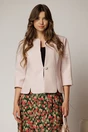 Sacou dama roz cambrat cu maneci trei sferturi si inchidere cu nasture, 1, dyfashion.ro
