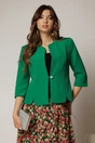 Sacou dama verde cambrat cu maneci trei sferturi si inchidere cu nasture, 1, dyfashion.ro
