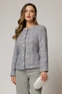 Sacou din tweed cu imprimeuri roz bleu si fir lurex, 1, dyfashion.ro