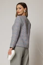 Sacou din tweed cu imprimeuri roz bleu si fir lurex, 2, dyfashion.ro