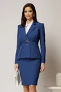 Sacou DY Fashion albastru cambrat cu inchidere cu nasturi si cordon cu catarama, 1, dyfashion.ro