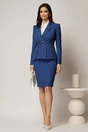 Sacou DY Fashion albastru cambrat cu inchidere cu nasturi si cordon cu catarama, 3, dyfashion.ro