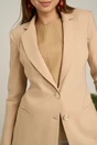 Sacou DY Fashion din stofa bej cu buzunare