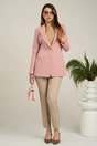 Sacou DY Fashion din stofa roz cu buzunare