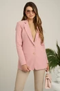 Sacou DY Fashion din stofa roz cu buzunare