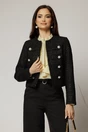 Sacou DY Fashion negru din tweed si nasturi decorativi, 1, dyfashion.ro