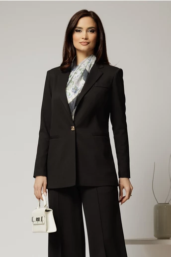 Sacou DY Fashion negru oversize cu detalii la spate