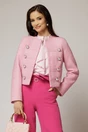 Sacou DY Fashion roz din tweed si nasturi decorativi, 1, dyfashion.ro