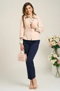 Sacou elegant din crep bej cu nasture perlat