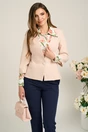 Sacou elegant din crep bej cu nasture perlat