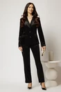 Sacou elegant negru din catifea si inchidere cu doi nasturi, 3, dyfashion.ro