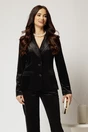 Sacou elegant negru din catifea si inchidere cu doi nasturi, 1, dyfashion.ro