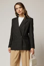 Sacou negru casual office in carouri, 1, dyfashion.ro